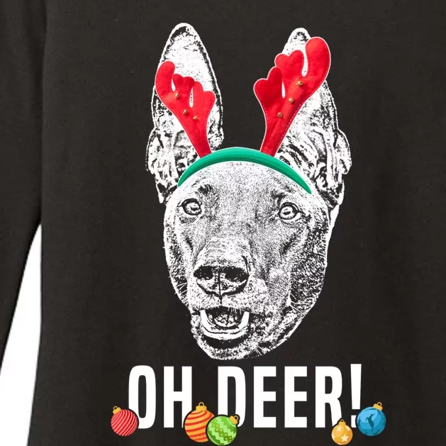 Oh Deer Funny Pharaoh Hound Xmas Gift Womens CVC Long Sleeve Shirt