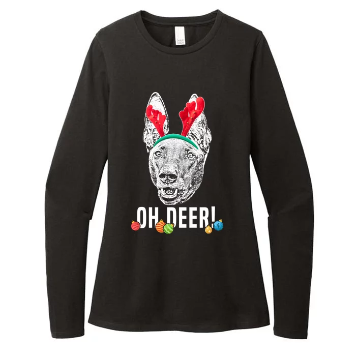 Oh Deer Funny Pharaoh Hound Xmas Gift Womens CVC Long Sleeve Shirt