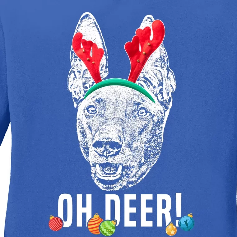 Oh Deer Funny Pharaoh Hound Xmas Gift Ladies Long Sleeve Shirt