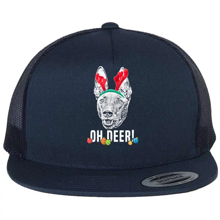 Oh Deer Funny Pharaoh Hound Xmas Gift Flat Bill Trucker Hat