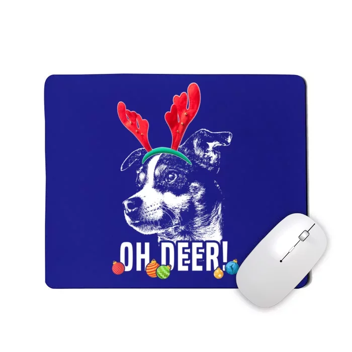 Oh Deer Funny Rat Terrier Xmas Gift Mousepad