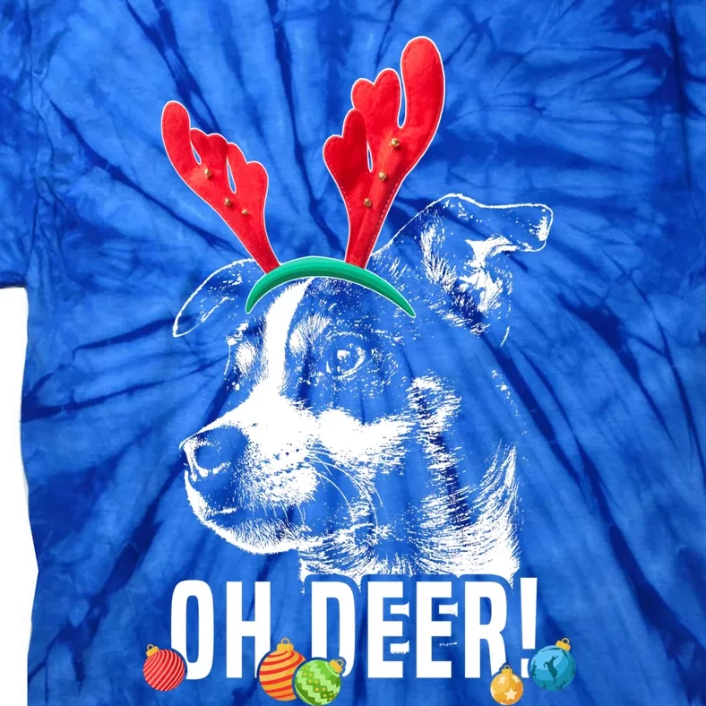 Oh Deer Funny Rat Terrier Xmas Gift Tie-Dye T-Shirt