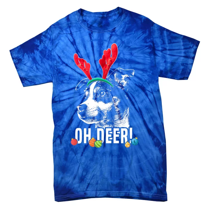 Oh Deer Funny Rat Terrier Xmas Gift Tie-Dye T-Shirt