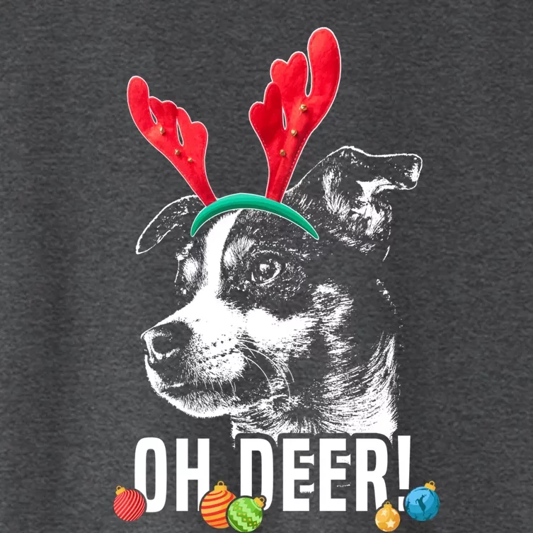 Oh Deer Funny Rat Terrier Xmas Gift Women's Crop Top Tee