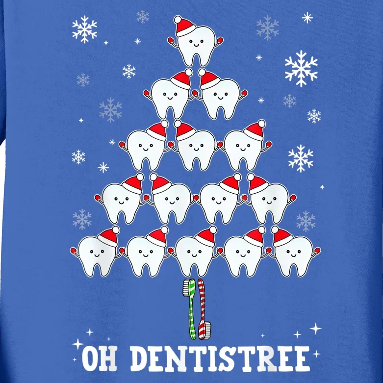 Oh Dentistree Funny Christmas Tree Dental Hygiene Kids Long Sleeve Shirt