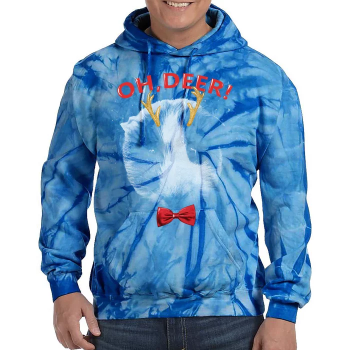 Oh Deer Guinea Pig Xmas Red Bowtie Gift Tie Dye Hoodie