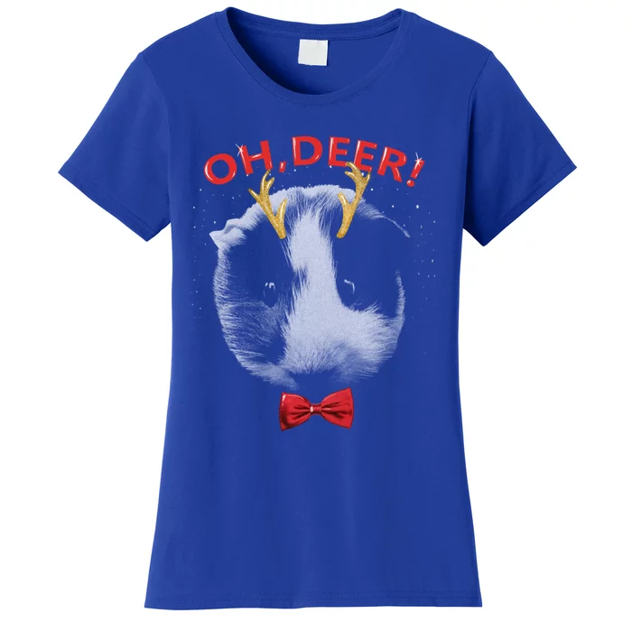 Oh Deer Guinea Pig Xmas Red Bowtie Gift Women's T-Shirt