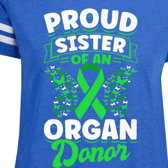 Organ Donation Green Ribbon Proud Sister Of An Organ Donor Enza Ladies Jersey Football T-Shirt