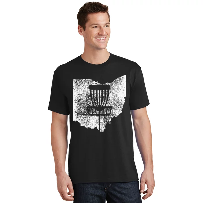 Ohio Disc Golf State With Basket Distressed Graphic T-Shirt