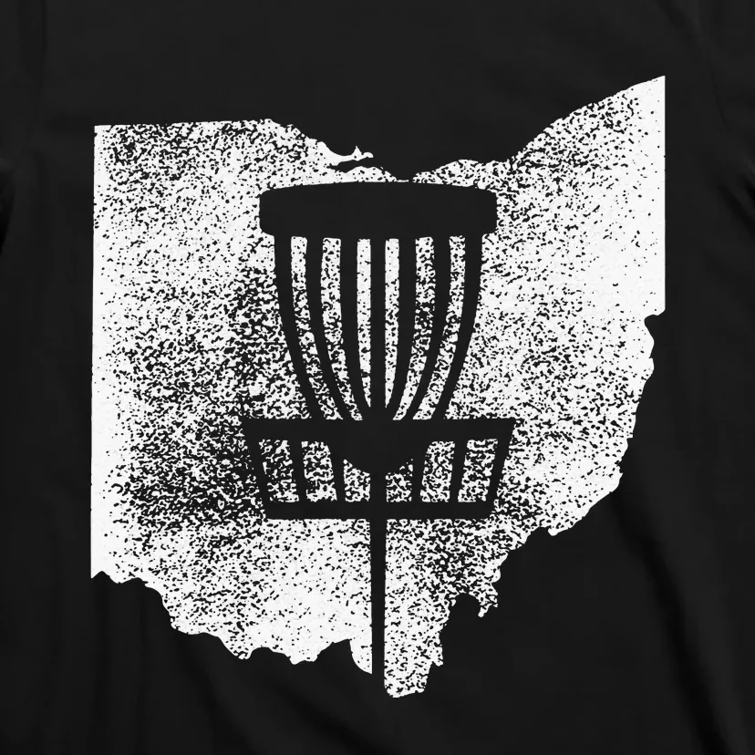 Ohio Disc Golf State With Basket Distressed Graphic T-Shirt