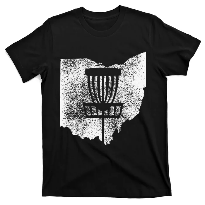 Ohio Disc Golf State With Basket Distressed Graphic T-Shirt