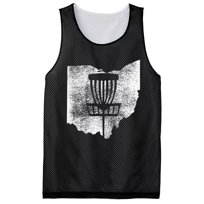 Ohio Disc Golf State With Basket Distressed Graphic Mesh Reversible Basketball Jersey Tank