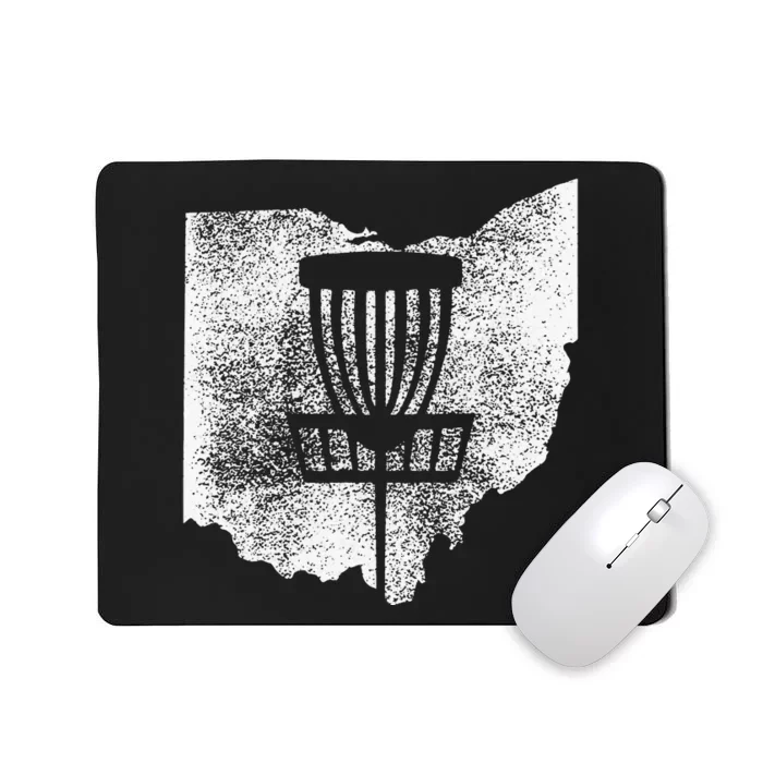 Ohio Disc Golf State With Basket Distressed Graphic Mousepad