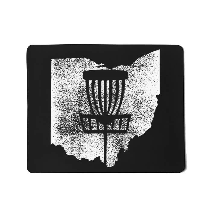 Ohio Disc Golf State With Basket Distressed Graphic Mousepad