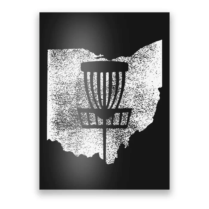 Ohio Disc Golf State With Basket Distressed Graphic Poster