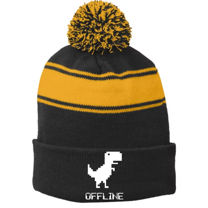 Offline Dinosaur Game Stripe Pom Pom Beanie