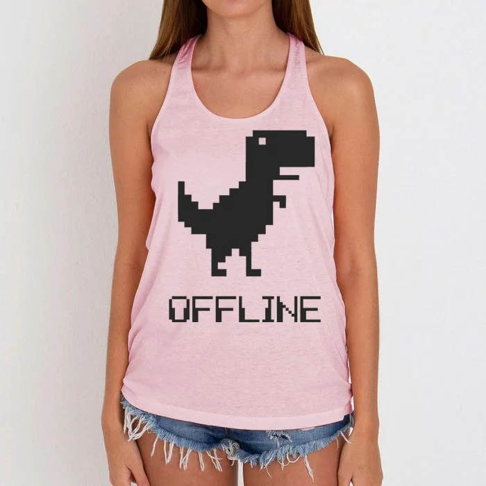 Offline Dinosaur Game Women's Knotted Racerback Tank