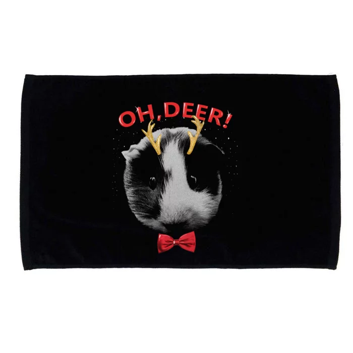 Oh Deer Guinea Pig Xmas Red Bowtie Gift Microfiber Hand Towel