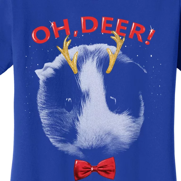 Oh Deer Guinea Pig Xmas Red Bowtie Gift Women's T-Shirt