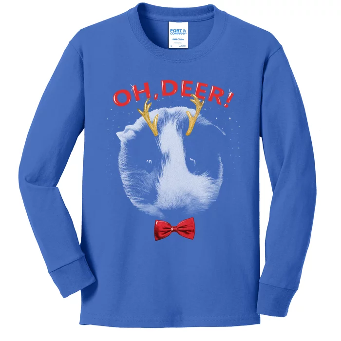 Oh Deer Guinea Pig Xmas Red Bowtie Gift Kids Long Sleeve Shirt