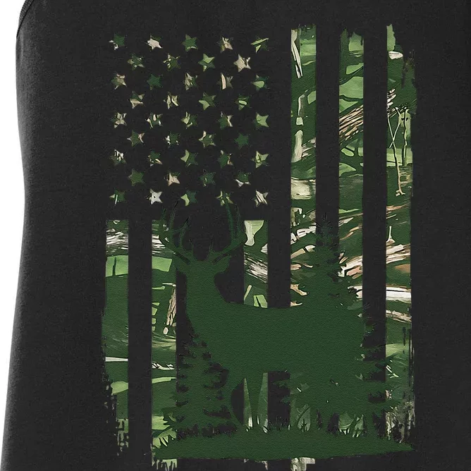 Orange Deer Hunting Gifts Hunters Camo Flag Gift Women's Racerback Tank