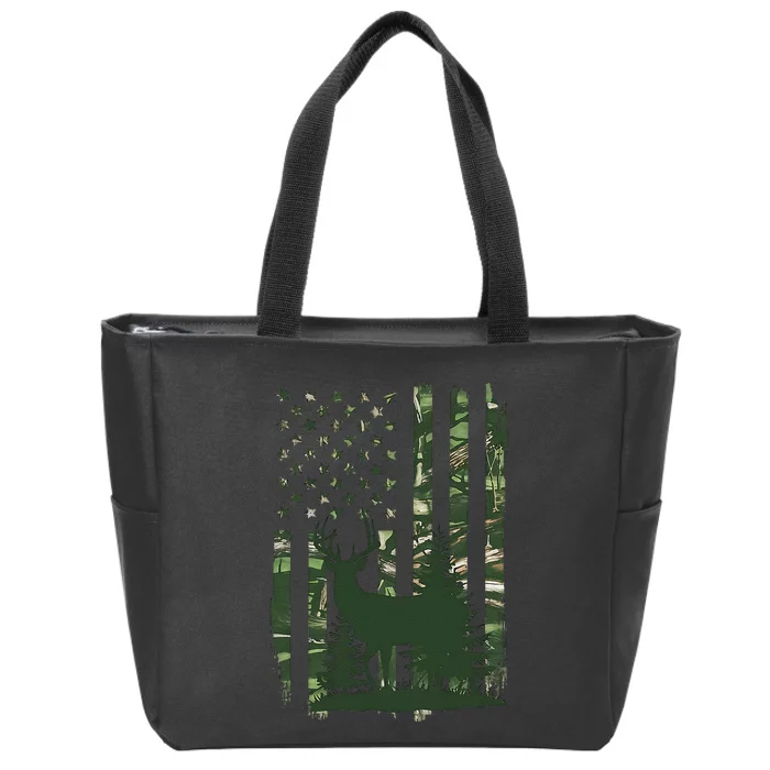 Orange Deer Hunting Gifts Hunters Camo Flag Gift Zip Tote Bag