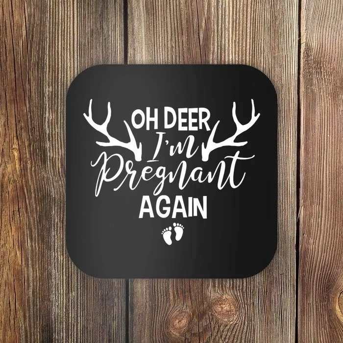 Oh Deer IM Pregnant Again Christmas Pregnancy Announcement Vneck Coaster