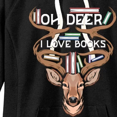 Oh Deer I Love Books Funny Reading Gift Women's Fleece Hoodie