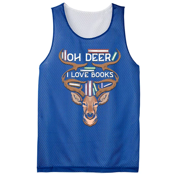 Oh Deer I Love Books Funny Reading Gift Mesh Reversible Basketball Jersey Tank