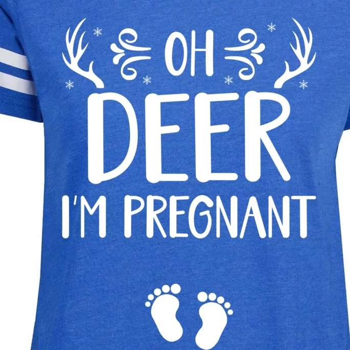 Oh Deer I'm Pregnant Funny Pregnancy Announcet Santa Deer Meaningful Gift Enza Ladies Jersey Football T-Shirt