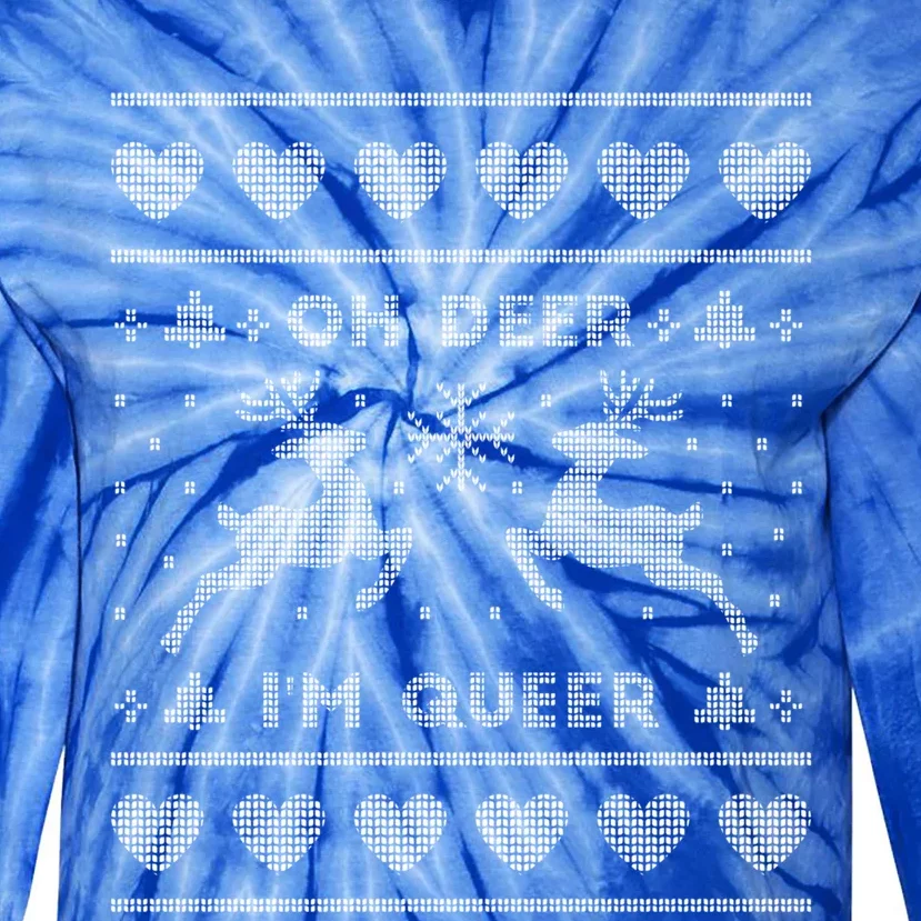 Oh Deer I'm Queer Bisexual Pride Gift Tie-Dye Long Sleeve Shirt