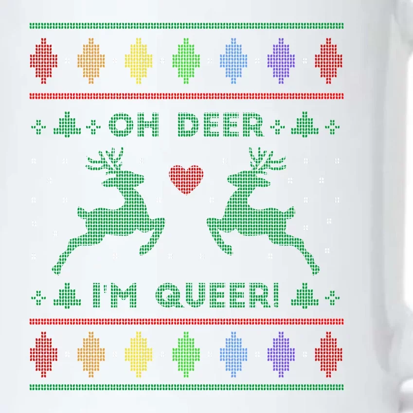 Oh Deer I'm Queer Fun Gay Lesbian Rainbow Love Ugly Christmas Black Color Changing Mug