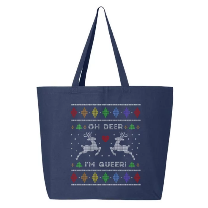 Oh Deer I'm Queer Fun Gay Lesbian Rainbow Love Ugly Christmas 25L Jumbo Tote