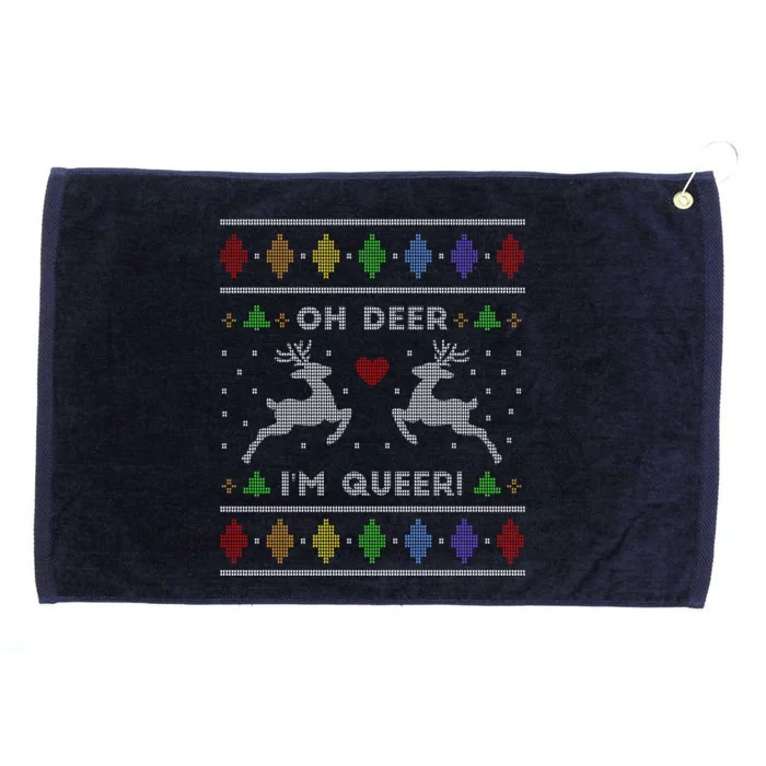 Oh Deer I'm Queer Fun Gay Lesbian Rainbow Love Ugly Christmas Grommeted Golf Towel