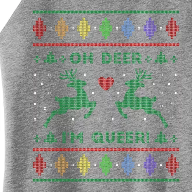 Oh Deer I'm Queer Fun Gay Lesbian Rainbow Love Ugly Christmas Women’s Perfect Tri Rocker Tank