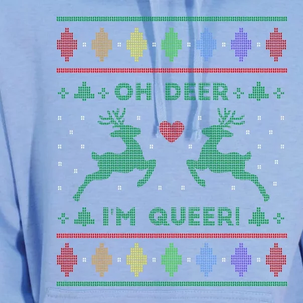 Oh Deer I'm Queer Fun Gay Lesbian Rainbow Love Ugly Christmas Unisex Surf Hoodie