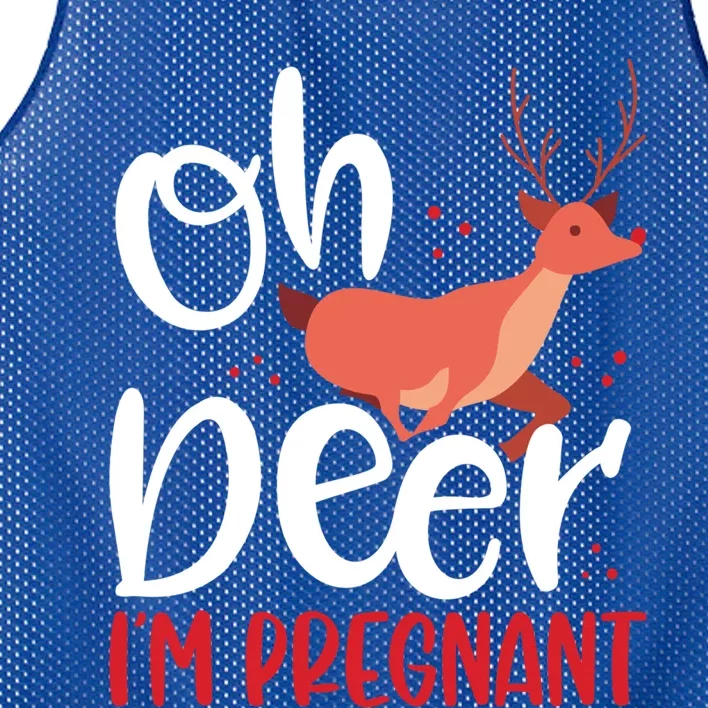 Oh Deer IM Pregnant Christmas Pregnancy Announcet Mom Gift Mesh Reversible Basketball Jersey Tank