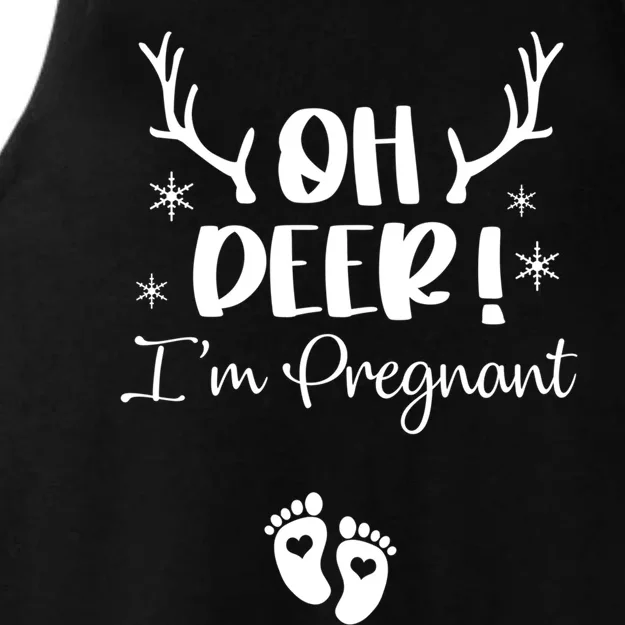 Oh Deer IM Pregnant Couple Christmas Pregnancy Announcet Gift Ladies Tri-Blend Wicking Tank