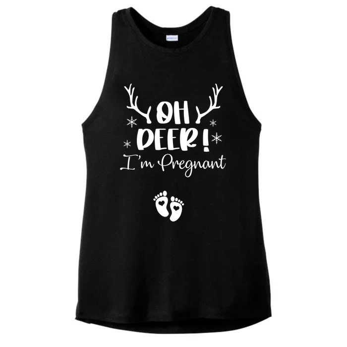 Oh Deer IM Pregnant Couple Christmas Pregnancy Announcet Gift Ladies Tri-Blend Wicking Tank