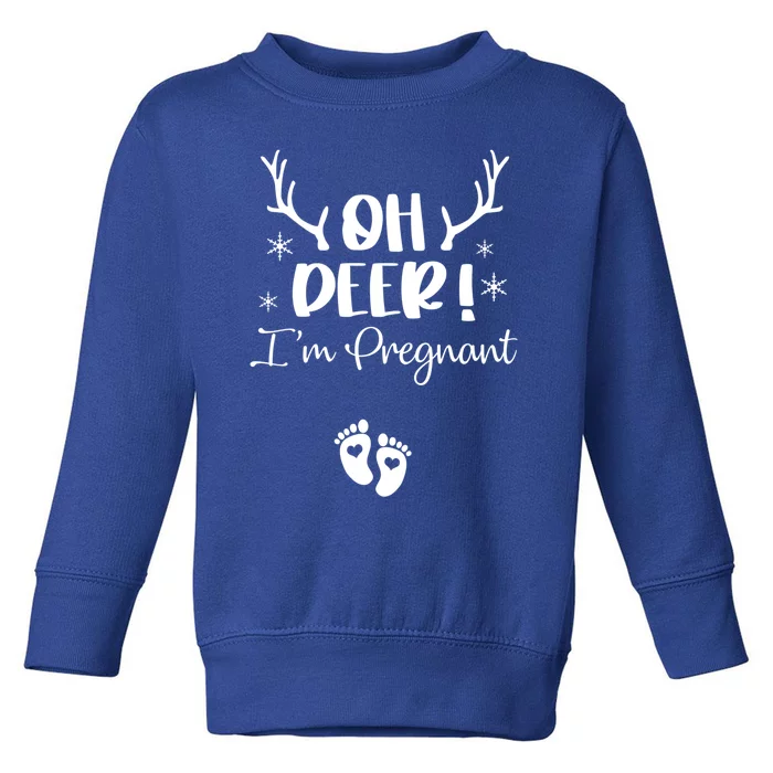 Oh Deer IM Pregnant Couple Christmas Pregnancy Announcet Gift Toddler Sweatshirt