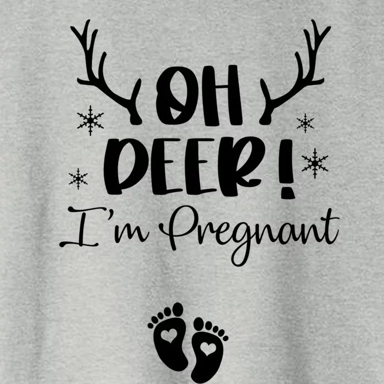 Oh Deer IM Pregnant Couple Christmas Pregnancy Announcet Gift Women's Crop Top Tee