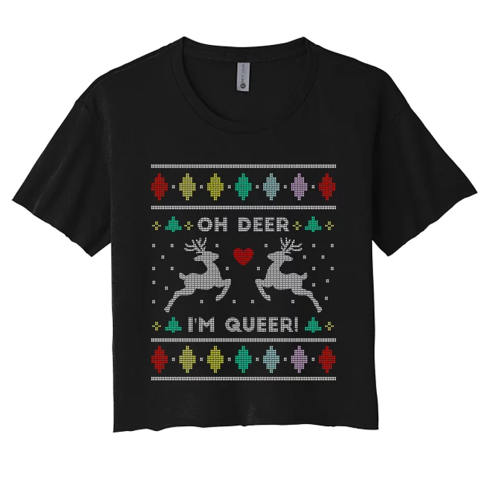 Oh Deer I Am Queer Ugly Lgbtq Pride Lesbian Gay Women's Crop Top Tee