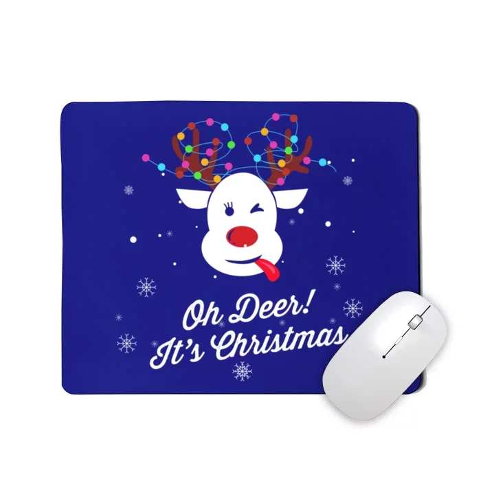 Oh Deer! ItS Christmas Cute Reindeer Couple Matching Gift Mousepad