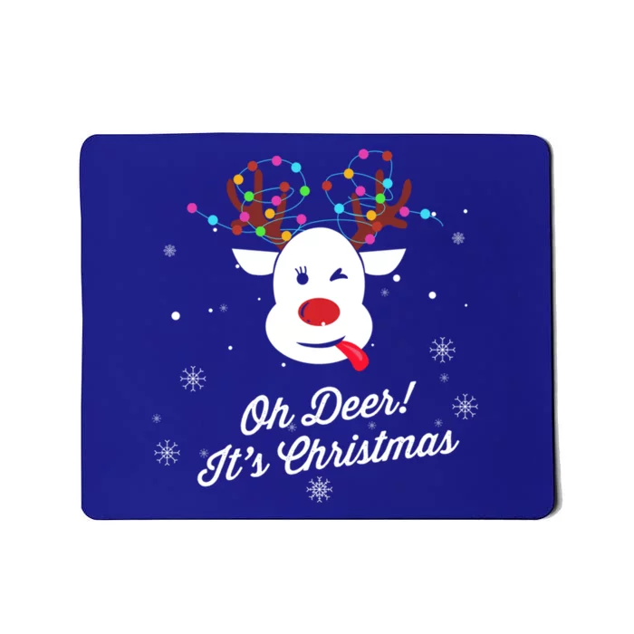 Oh Deer! ItS Christmas Cute Reindeer Couple Matching Gift Mousepad