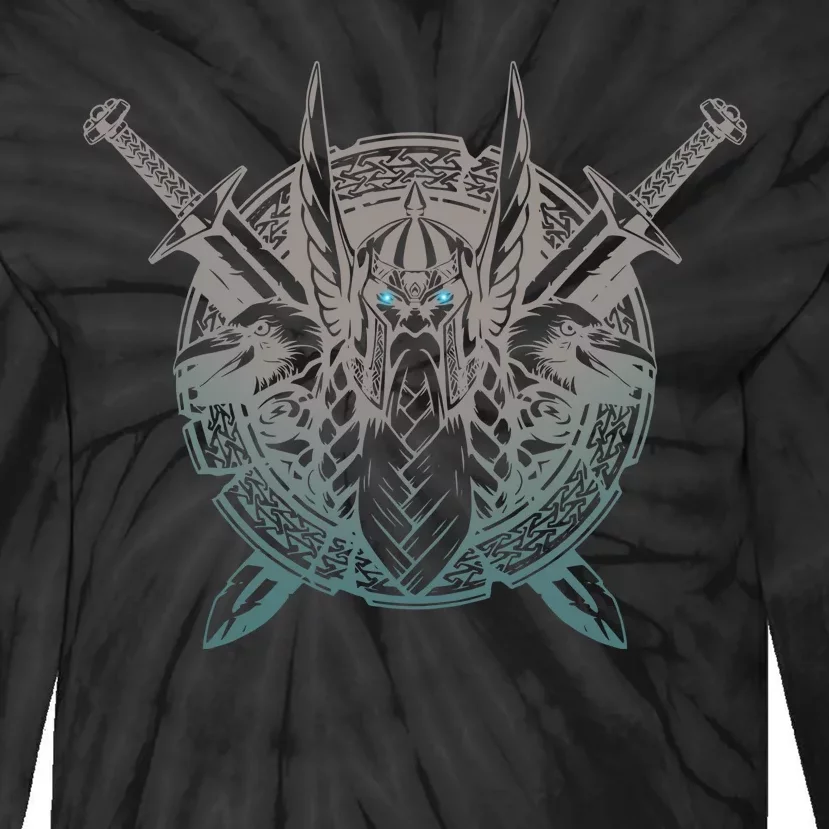 Odin Emblem Norse Mythology Valkyrie Tie-Dye Long Sleeve Shirt