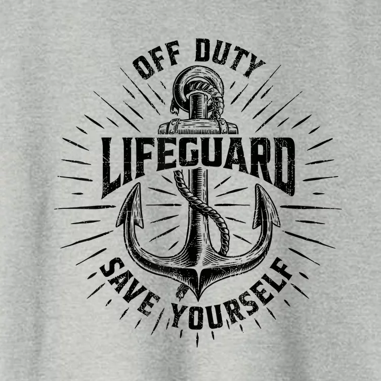 Off Duty Lifeguard Save Yourself, Funny Swimming Pool Guard Women's Crop Top Tee