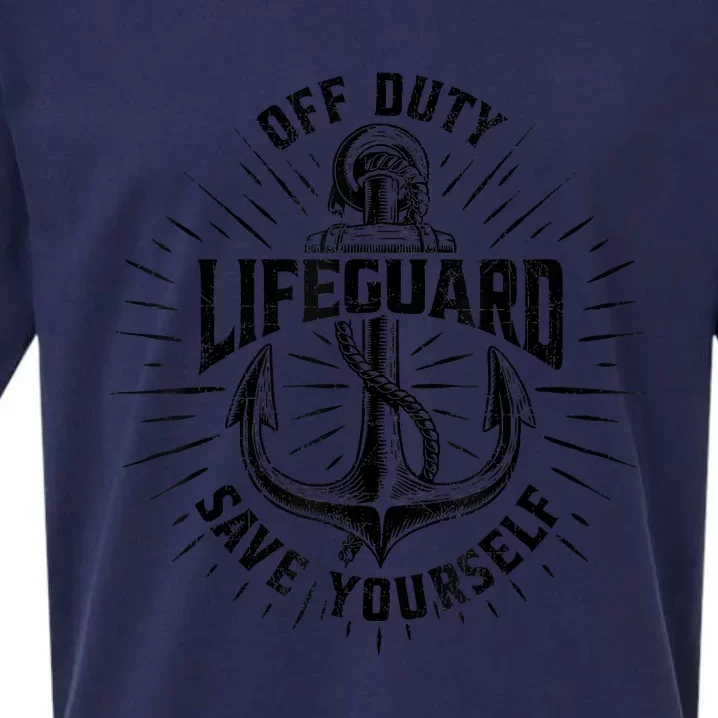 Off Duty Lifeguard Save Yourself, Funny Swimming Pool Guard Sueded Cloud Jersey T-Shirt