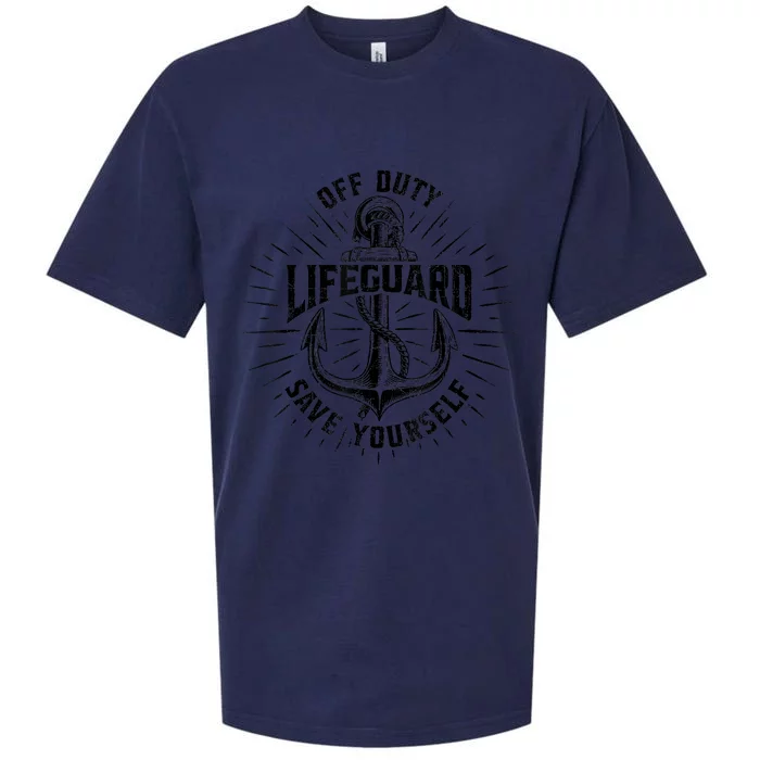 Off Duty Lifeguard Save Yourself, Funny Swimming Pool Guard Sueded Cloud Jersey T-Shirt