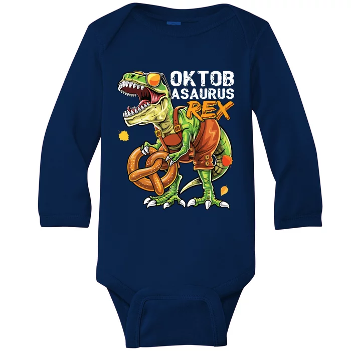 Oktoberfest Dinosaur Lederhosen Bavarian Costume Baby Long Sleeve Bodysuit