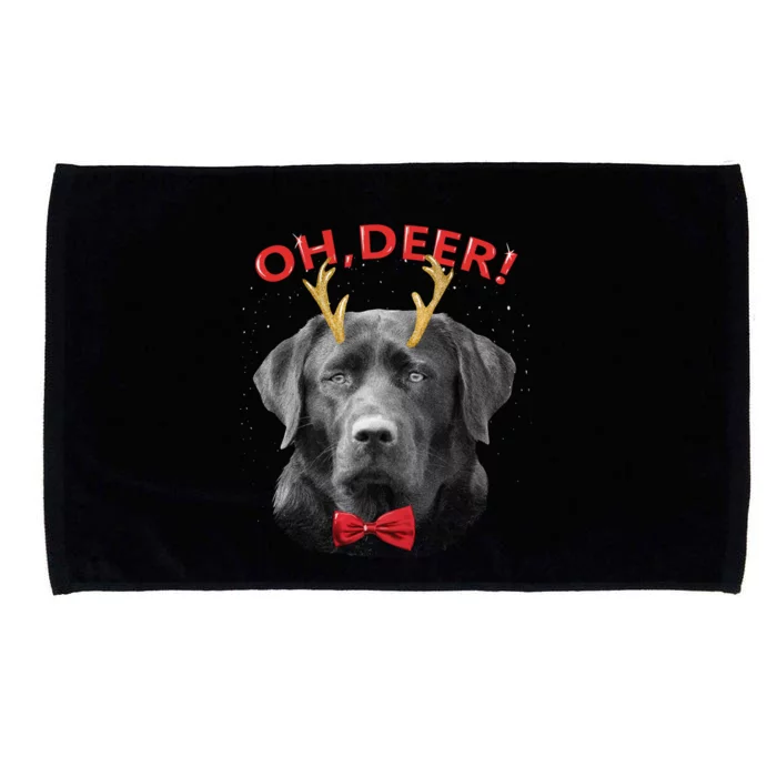 Oh Deer Labrador Xmas Red Bowtie Gift Microfiber Hand Towel